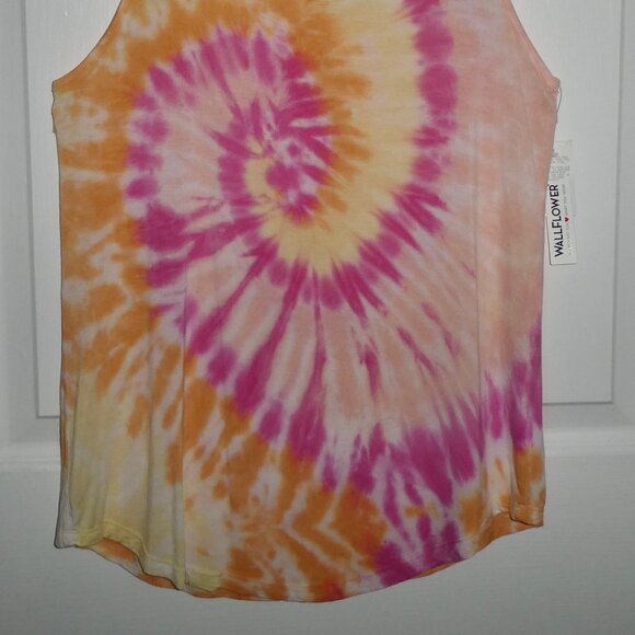 BRAND NEW NWT WALLFLOWER TIE DYE SWIRL TANK TOP IN A JUNIOR SIZE SMALL PINK, ORA - Picture 2 of 2